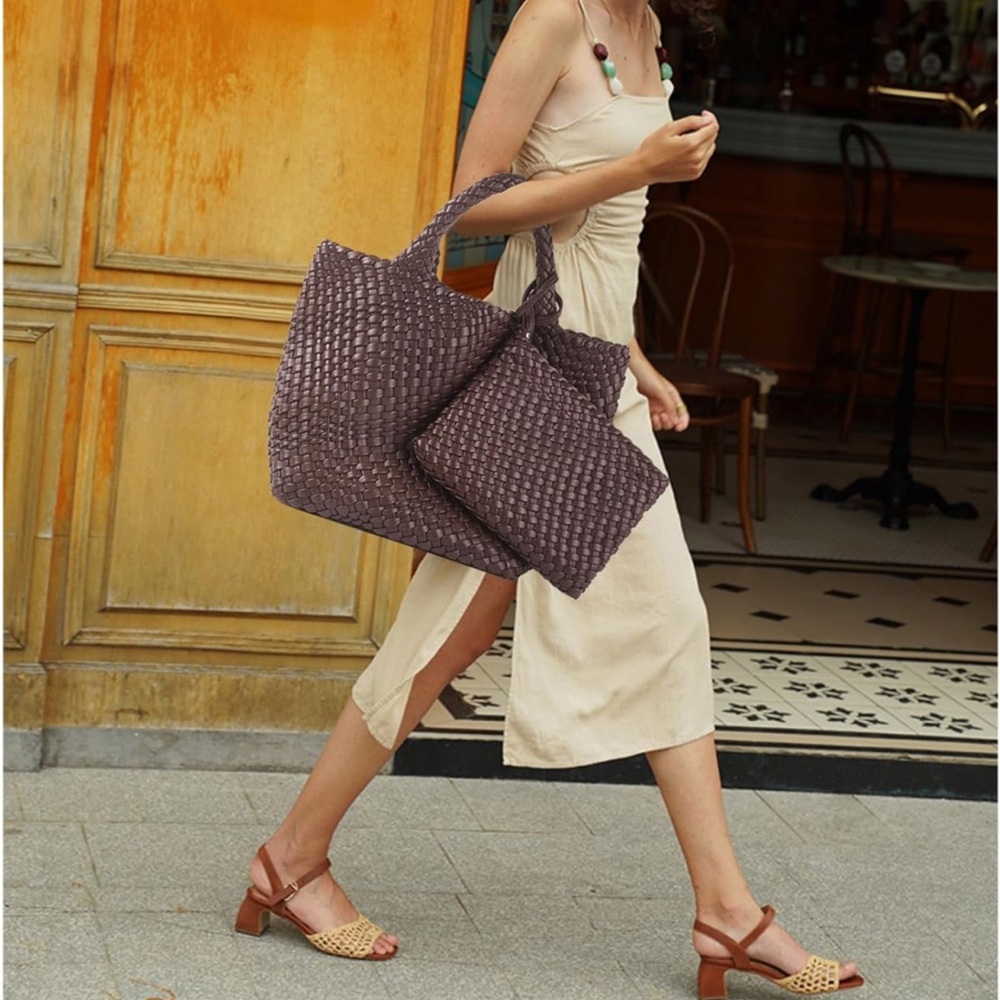 Fashion Woven Shoulder Bag Shopper, Travel or Tote Bag